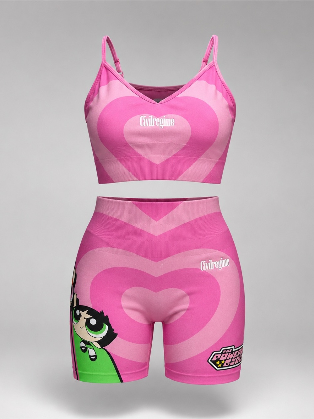 NWT Civil Regime x Powerpuff Girls Seamless Gym Set Pink L Limited Rare